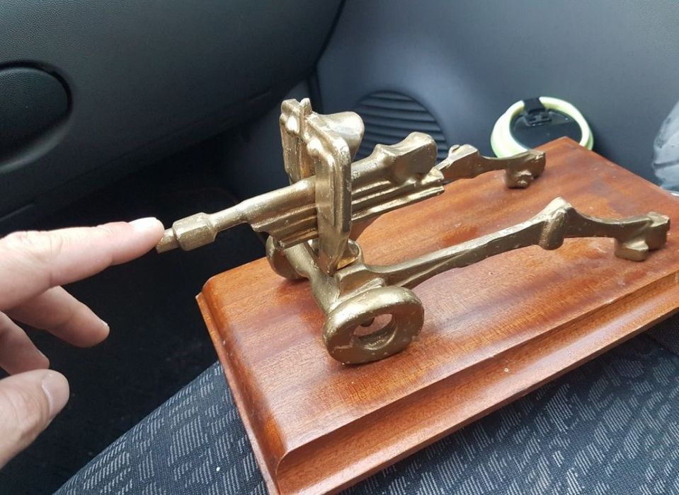 Machetă tun bronz vintange,vechi de colectie
