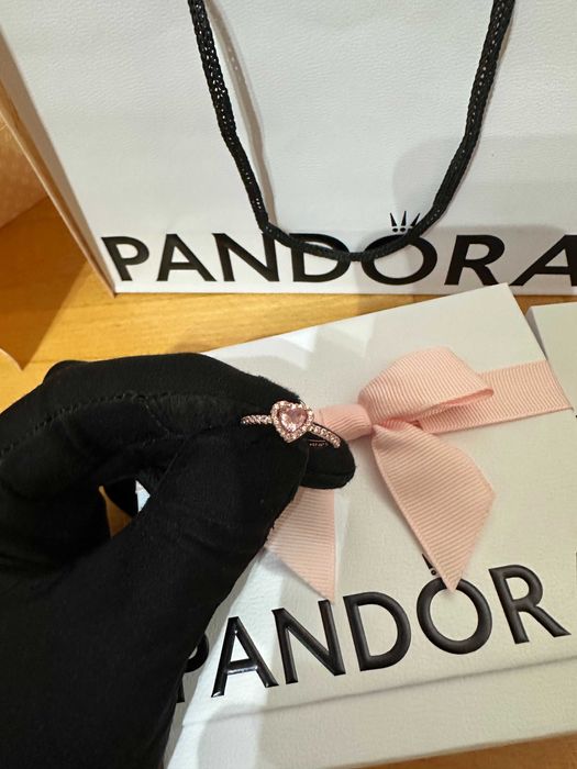 Inel Pandora Argint cu Inima roz