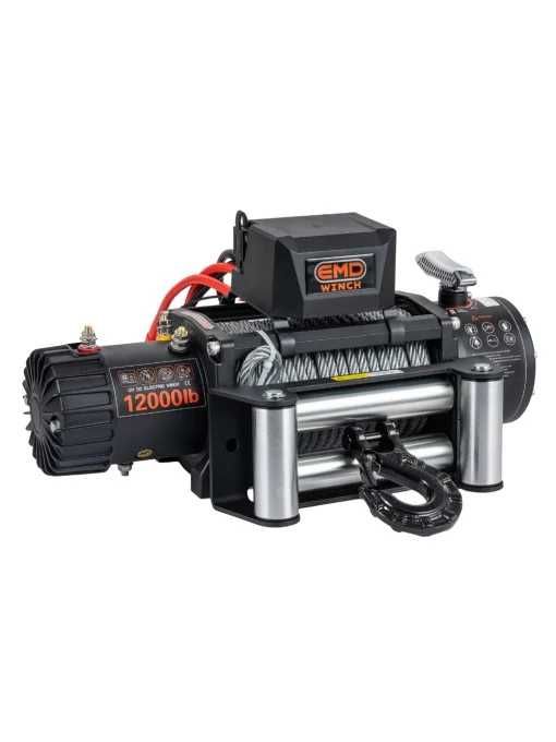 Troliu electric auto EMD Winch 12000lbs (5443kg), 12V, cablu otel, 26m, raport 265:1