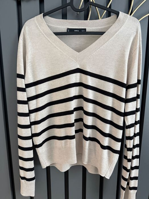 MANGO Pulover din tricot cu dungi