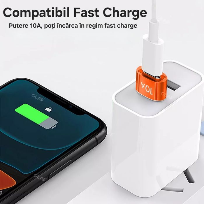 Set 3 adaptori, diferite modele: Usb/UsbC/Iphone. 10A/Transfer Date