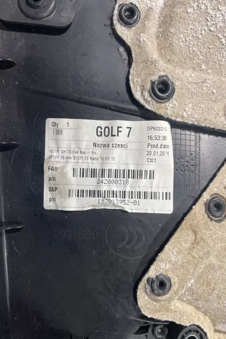 Fata / Tapiterie usa spate dreapta Volkswagen VW Golf 2016
