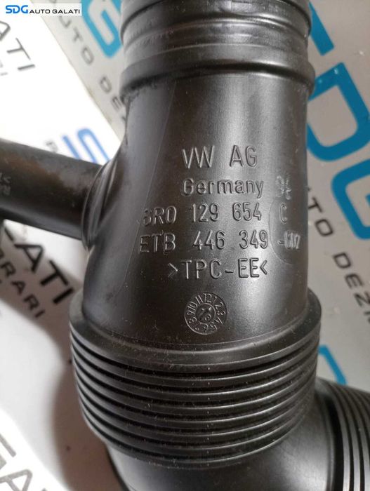 Furtun Conducta Tub Tubulatura Admisie Aer Turbo Turbina Turbosuflanta Volkswagen Polo 6R 1.6 TDI CAY 2009 - 2017 Cod 6R0129654 6R0129654C [M4026]