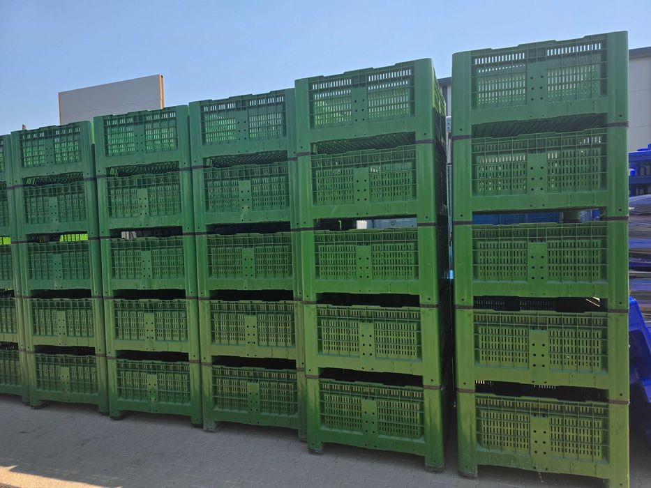 Boxpalet perforat cu patru picioare, 1200 mm x 1000 mm x 580 mm, Verde/ 750 ronTRANSPORT GRATUIT