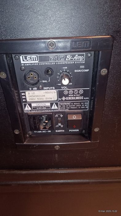 2 boxe  Lem B12 (Generalmusic)active, made Italy.