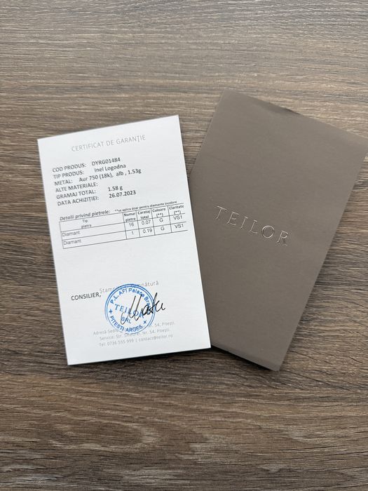 Inel de logodna TEILOR - aur alb 18K cu diamante