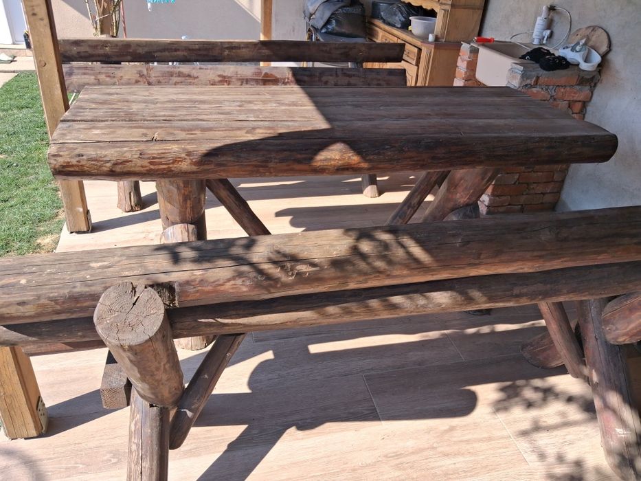 Masa plus2 banci rustic terasa