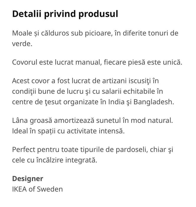 NOU! Covor IKEA țesătură lână, lucrat manual