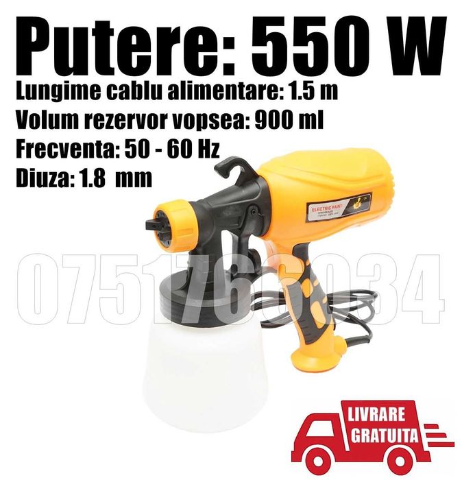 Pistol Vopsit Electric 550W Rezervor 0.9L + LIVRARE GRATUITA !