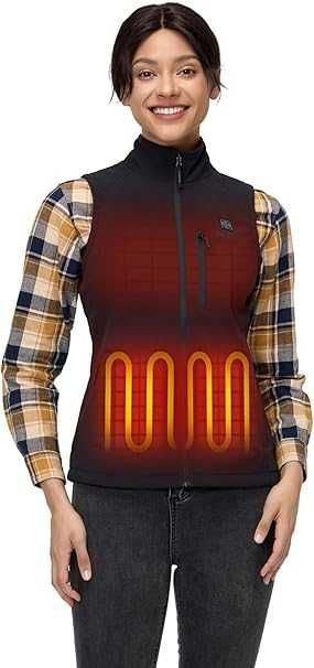 ORORO Дамска отопляема софтшел жилетка с Power Bank, черна, размер М