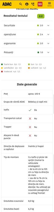 Cybex Sirona M2 i-size 0-4 ani, rotativ 360° Testat ADAC, scor foarte bun