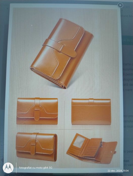 Portofel dama maro deschis din piele naturala