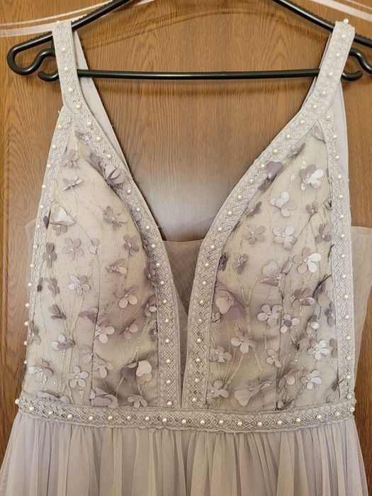 Rochie lunga gri, mărimea 38-40