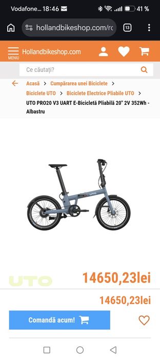 Vând Bicicleta electrica pliabila UTO Pro 20 sigilata