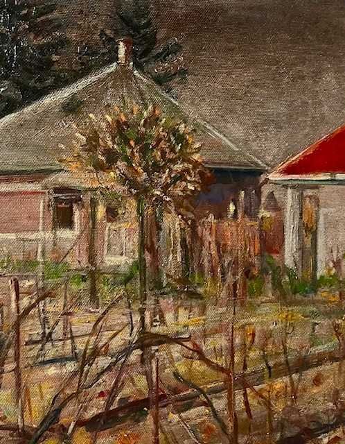 "Vița de vie” INTERESANT-Tablou f VECHI, ulei/pza/lemn semnat 75x55 cm