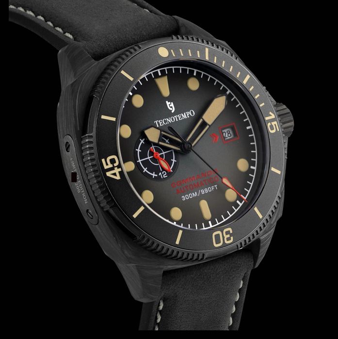 Ceas Tecnotempo - "Commando" - Forged Carbon & Titanium - Automatic - TT.300CT.BB (leather strap)