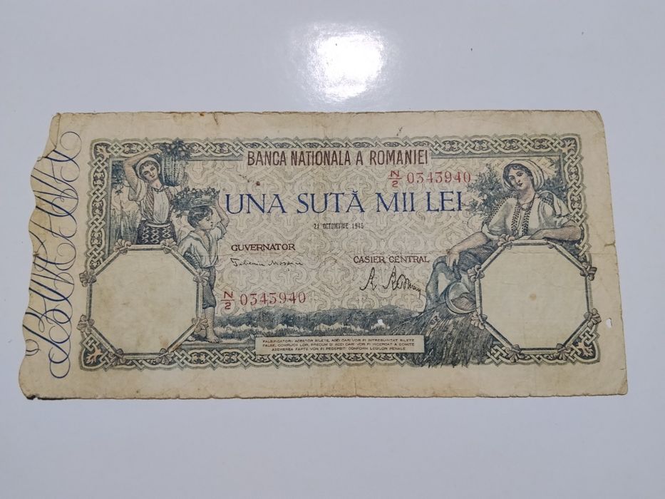 Una sută mii lei 21 octombrie 1946