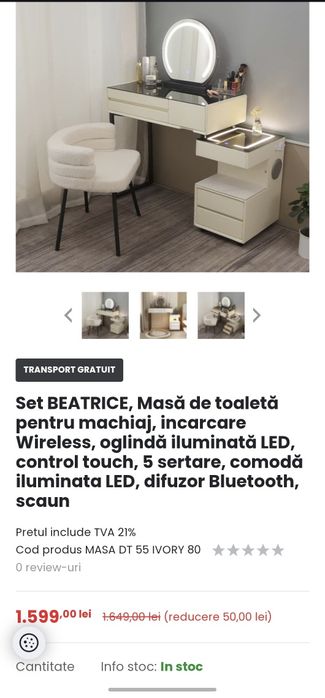 Vând masa de toaleta Beatrice