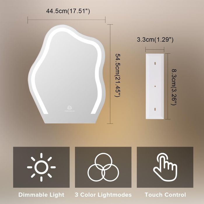 Огледало за грим с led педсветка  FENCHILIN  облак  45×55 см