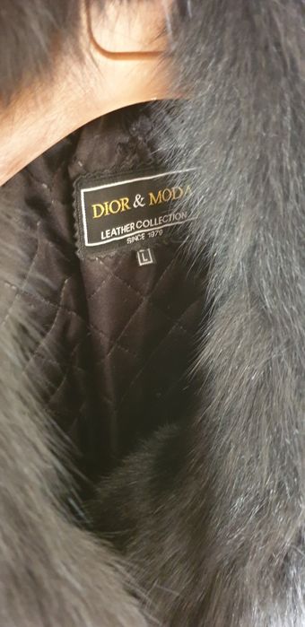 Haina de piele cu guler natural de vulpe