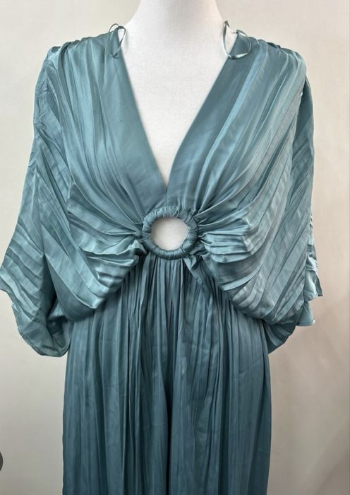 Salopeta Zara,satin subtire, turcoaz, XS