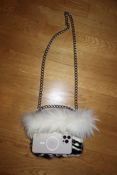 Стилна пухкава дамска чанта тип Zebra Print