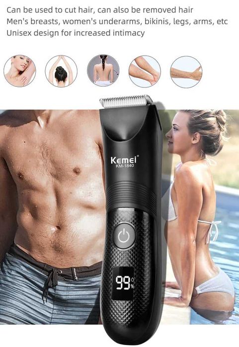 Kemei-1840 Inghinal, barba si corp, wireless, lumina led, 6000 rpm