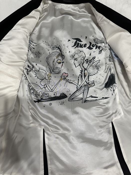 Costum ginerica/nas - negru din lana, cu model captuseala