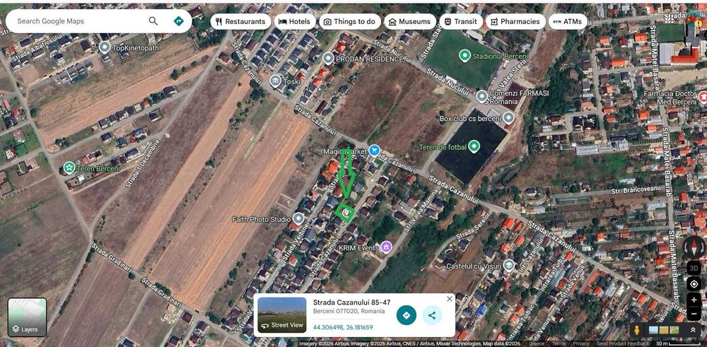 Teren intravilan 410mp (deschidere 19ml) stadionul Berceni intre case