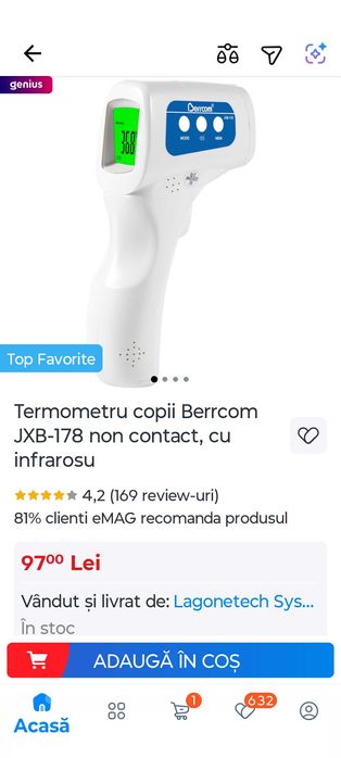 Termometru copii non contact fara atingere
