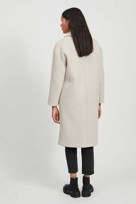 Palton lana, gri deschis/alb murdar/fildes