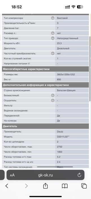 Аренда компрессора