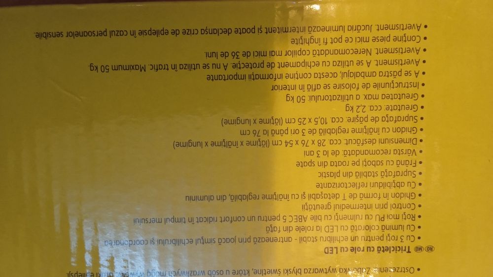 Trotineta, tricicleta, 3 roti cu lumini LED, ghidon Aluminiu reglabil