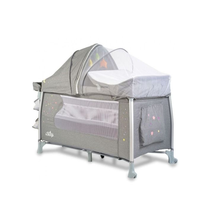 Детска кошара на 2 нива Cangaroo - iSleep, сива. С 2г. гаранция