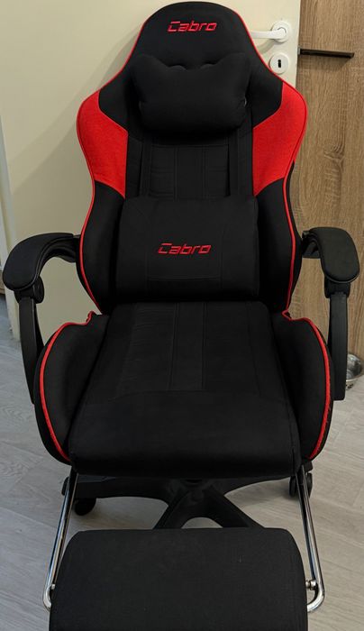 Scaun gaming Cabro C501, negru-rosu, material textil, capacitate 150kg, inaltime ajustabila 43-52cm