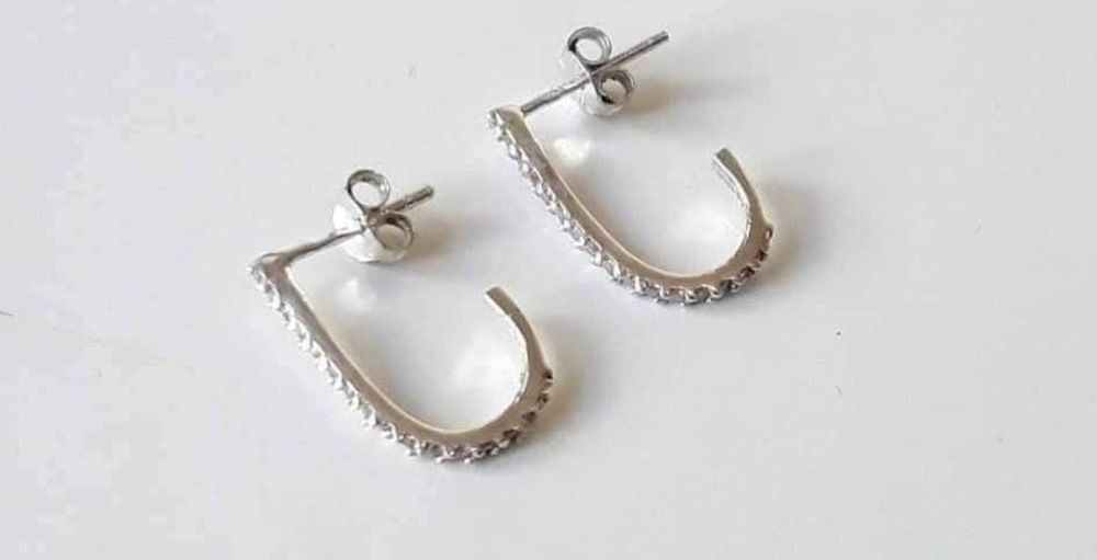 Cercei argint 925 cu pietre albe, copii