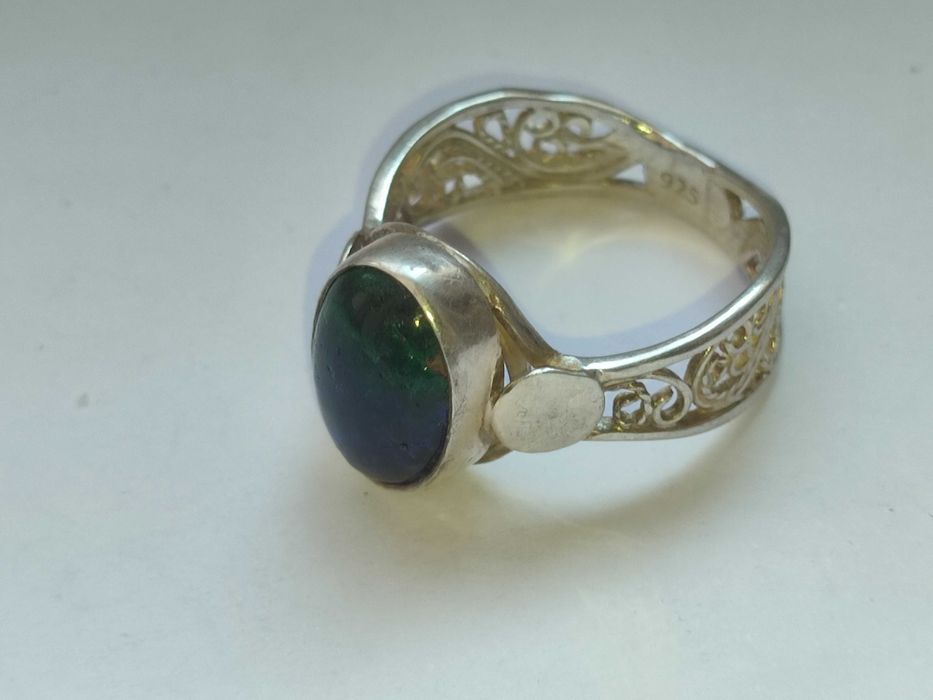 Красивое серебряное кольцо с натуральным камнем АЗУРОМАЛАХИТ