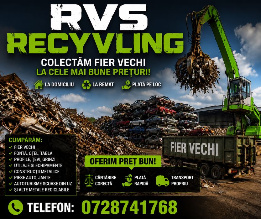 RVS Recycling – Cel Mai Bun Preț la Fier Vechi! * Colectăm Fier Vechi la Cele Mai Avantajoase Prețuri!