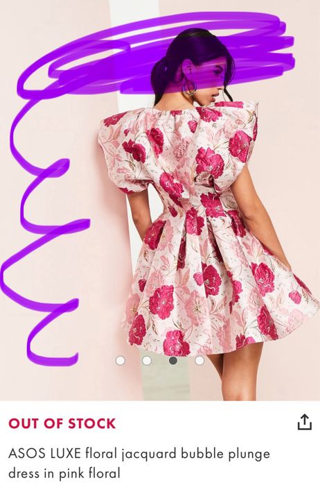 Rochie Asos Luxe roz cu flori