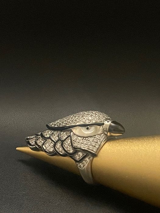 Пръстен стил Boucheron  от колекцията Animaux, модел Falcon. Сребро S 925/ емайл