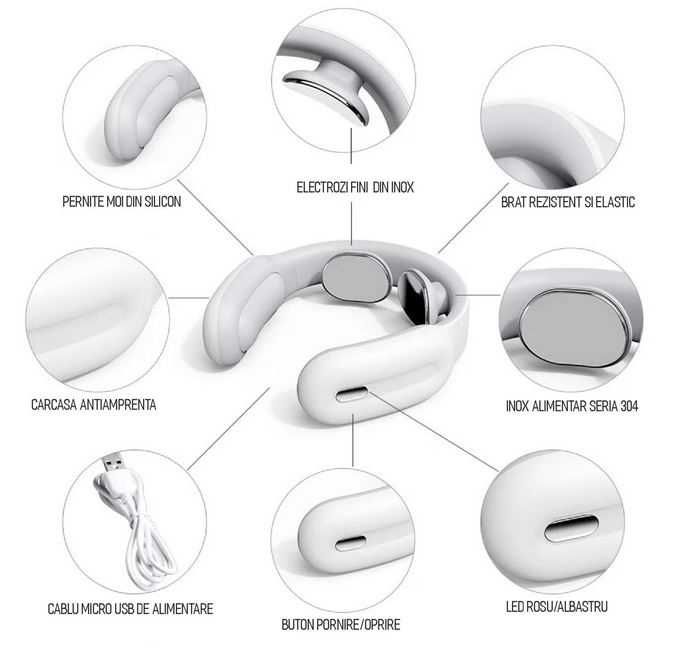 Aparat masaj cervical cu impulsuri electromagnetice si incalzire