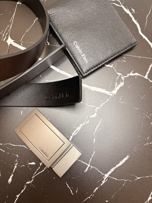 Set Cadou Calvin Klein Original – Curea + Portofel + Cataramă | Nou cu bon