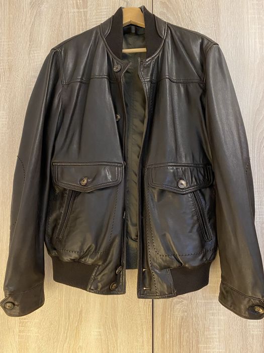 Geaca cu doua fete Massimo Dutti - din piele maro si din fas kaki