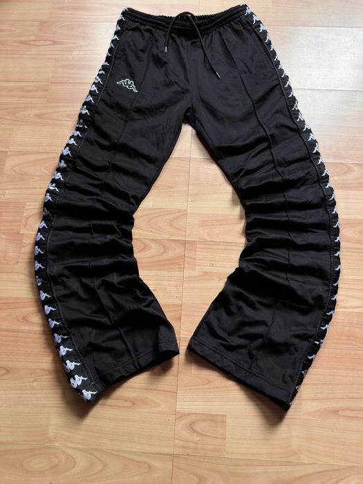 Pantaloni popper pants joggers trousers tearaway retro Kappa omini logo wide leg logo tape size XS