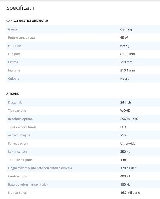 Monitor Xiaomi 34", Curbat, G34i