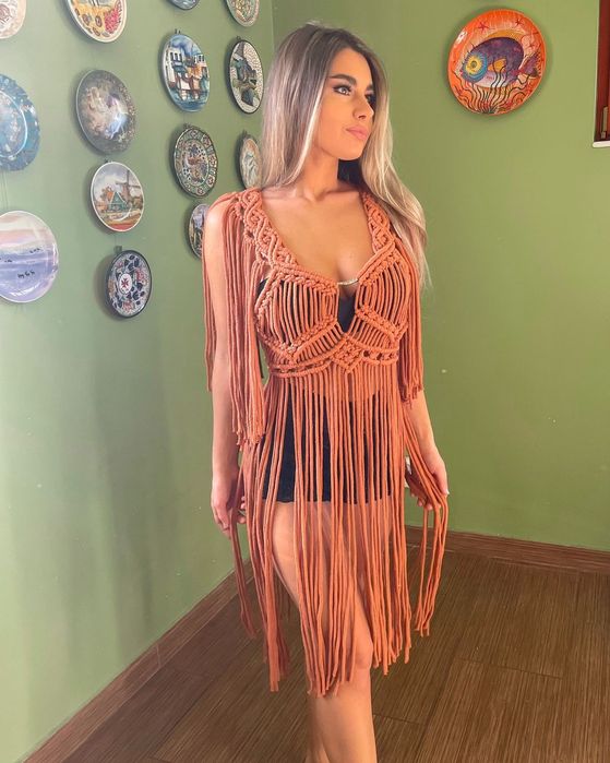 Rochie Festival cu franjuri macrame