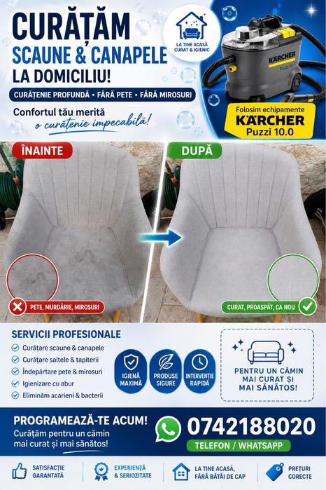 Curatare Scaune/Canapele/Textil /Timisoara / Imprejurimi