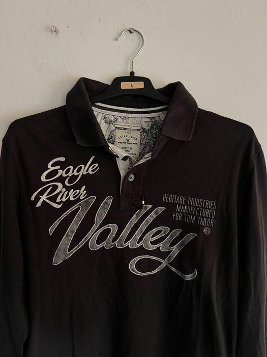 Tom Tailor "Eagle River Valley" long-sleeve rugby polo shirt in black