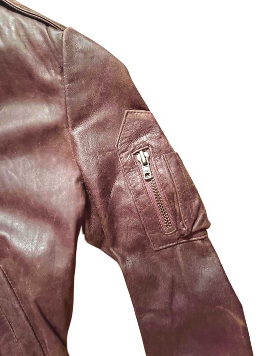 MUUBAA Cropped Ново Дамско Кожено яке Кафяво UK 12 Medium