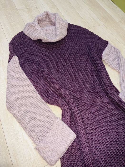 Rochie calduroasa Amisu -culoare mov pruna si maneci lila